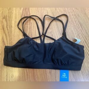 Cupshe Black Double Strap Bikini Top, size Medium, NWT